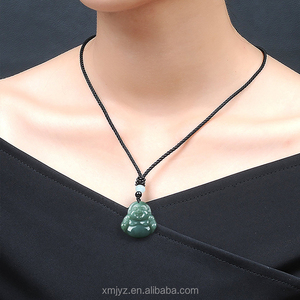 Pendentif en jade Cui naturel certifié de qualité A, type glace, Amitabha Bouddha blanc - Product Image 5