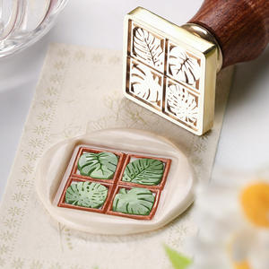 Têtes de tampons à cire de la série Plantes Vertes, tampons en laiton gravés en forme de feuille pour la décoration de journaux - Product Image 3
