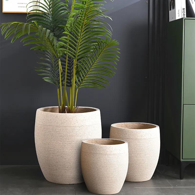 Dia 45cm Big Planter Pots Factory Wholesale Fiber Clay Plant Pots Outdoor Large Garden Home Indoor Modern Flower Pot