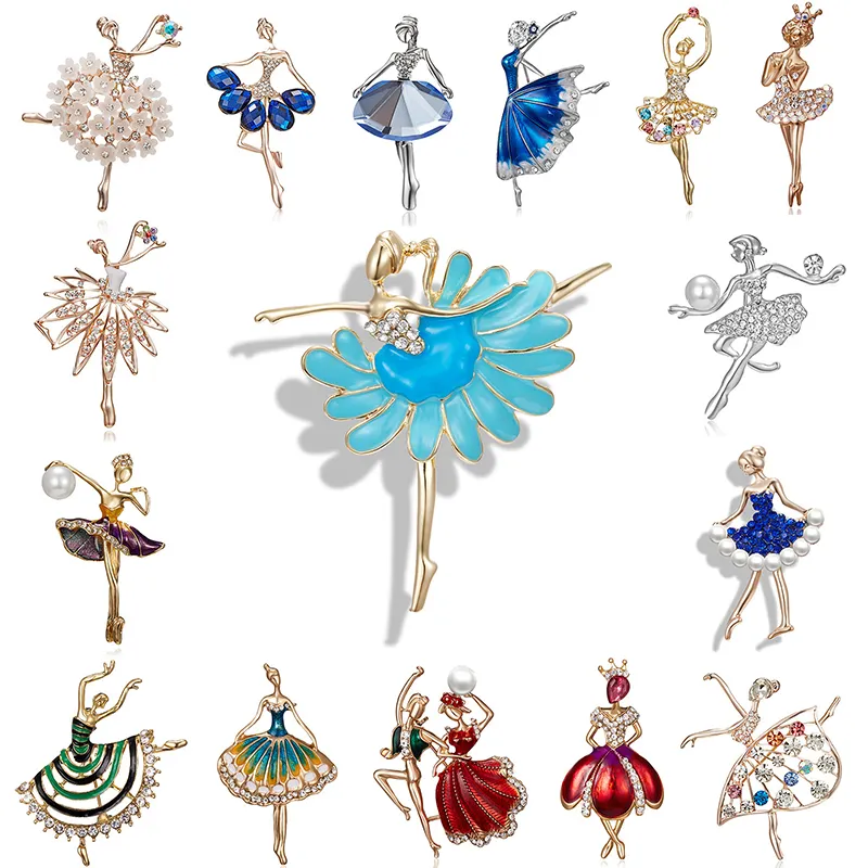 Bros Perempuan Menari Balet Kustom Perhiasan Bros Mewah Pakaian Topi Pin Bros Berlian Imitasi untuk Wanita