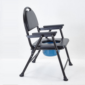 Folding <b>Commode</b> <b>Chair</b> With Blue Basin For Elderly And Disabled Patients Heavy Duty Steel Frame Toilet <b>Chair</b> KY817 - Product Image 3