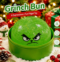 Jouet Squishy Grinch Vert en TPR, Boîte Mystère Thème Noël, Cadeau Anti-Stress et Décompression Émotionnelle – Unisexe, Tous Âges
