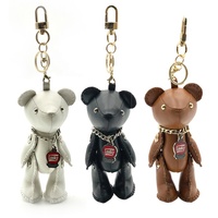 FAIBLE QUANTITÉ MINIMALE DE COMMANDE personnalisé mignon brun noir pu ours en peluche porte-clés jouet pas cher main souple en cuir pu ours