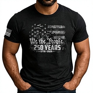 Camiseta de Hombre Azul Marino con Estampado del Escudo del Águila de EE. UU. 250 Años, Manga Corta, Cuello Redondo, Informal, de Punto, Algodón, Corte Regular - Product Image 2