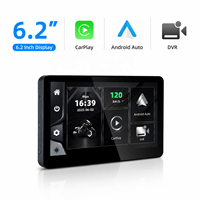 Layar CarPlay Motor Anti Air IP67 6,2 Inci Nirkabel dengan DVR Lensa Ganda dan Sistem GPS Eksternal