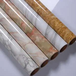 Film PVC mengkilap sangat mengkilap teknologi khusus meniru Granit tekstur alami vinil foil marmer lembar PVC untuk desktop