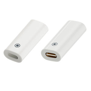 อะแดปเตอร์ชาร์จสําหรับ iPhone ดินสอ Type-C USB-C ถึง 8 พินตัวแปลงปลั๊กตัวเมียถึงตัวเมียขั้วต่อสมาร์ทสีขาว - Product Image 1