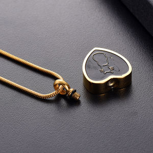 BIGGER ASHES CHAMBER Collar de acero inoxidable con colgante de corazón de gato esmaltado para cenizas, recuerdo funerario, regalo, joyería de recuerdo - Product Image 3