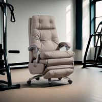 Chaise de bureau exécutive électrique ergonomique moderne en cuir véritable avec accoudoirs réglables et base en acier inoxydable pour bureau à domicile, salle de sport, salle à manger