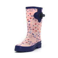 Bottes de pluie en caoutchouc pour femmes, douces et confortables, imprimé floral rose, imperméables, légères, pour le jardinage en extérieur, vente en gros