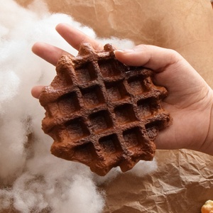 Artificial Simulation Brunch Faux Belgian Waffle Breakfast Cafe Model Dessert Cream Display Diy Chocolate Props Window PU Soft - Product Image 6