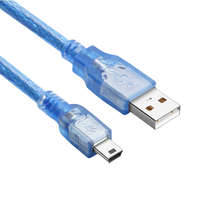Mini USB 2,0 Cable cargador A-macho a Mini-B Chaqueta de PVC de 1,5 m de longitud con blindaje trenzado para teléfonos móviles