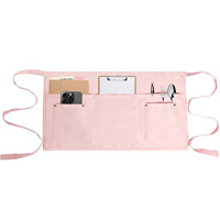 Celemek Pinggang Unisex Bahan Poly Cotton 5 Kantong Praktis Celemek Pendek Tahan Lama Cocok untuk Staf Dapur, Barista, Pekerjaan Layanan Makanan