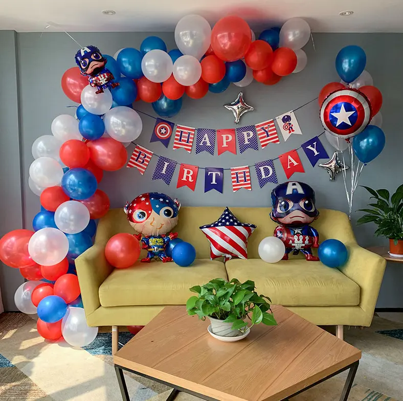 Captain America Ballon Decoraties Kit Hero Verjaardagsfeestje Voor Kinderen Jongen 1st Verjaardag Decoraties