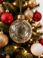 Globe à neige de Noël en verre de 8 cm avec choix de couvercle doré ou argenté pour la décoration de Noël