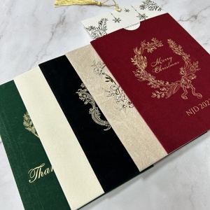 Biglietti d'<span class=keywords><strong>auguri</strong></span> personalizzati in velluto con maniche tascabili e carte regalo con nappe realizzate in materiale cartaceo resistente - Product Image 1