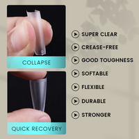 360 Uds./caja Puntas de Uñas Acrílicas de Gel Suave de Alta Calidad, Media Cobertura Cuadrada, Transparentes, Naturales, Diseño Soak Off, Certificación MSDS