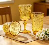 Verres à vin vintage à motif gaufré unique, verrerie à pied transparente pour mariages et fêtes, verre à vin rouge