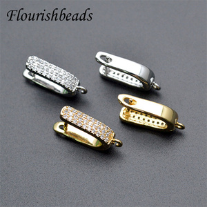 Crochets de boucles d'oreilles en forme de U, plaqués or 18 carats et rhodium, anti-<span class=keywords><strong>rouille</strong></span>, avec pavé de zirconium cubique, pour la fabrication de bijoux féminins tendance - Vente chaude - Product Image 5