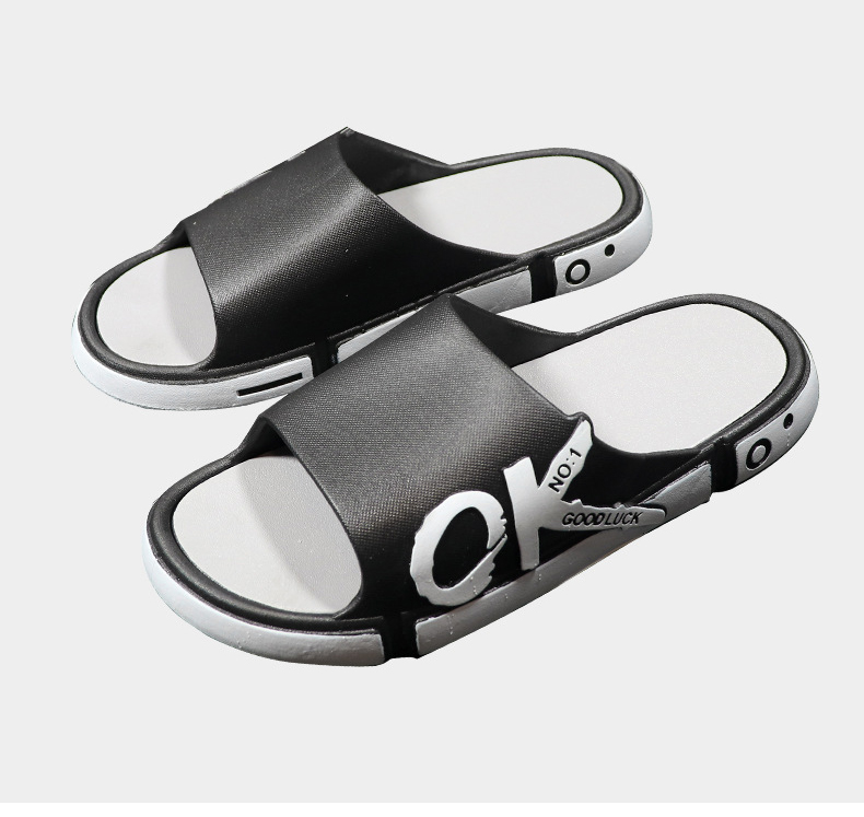Personality Trend Outdoor Indoor Bathroom Slippers Non-slip Thick Soled Men's Sandals Women Slides