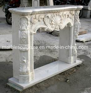 कारखाने ने कस्टम थोक हाथ से नक्काशीदार यूरोपीय शैली सफेद संगमरमर की फिजगह मैटल बनाया, पुष्प खोल पैटर्न नक्काशी - Product Image 6