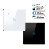 Interrupteurs muraux intelligents WiFi ABS 10A avec cadre en aluminium, contrôle via l'application Smart Life, compatibles Alexa, panneau en verre trempé
