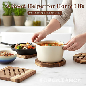 Wood Heat Resistant <b>Placemat</b> 0.47 Inch Round Square Bowl Mat Traditional Chinese Design <b>Table</b> Pad - Product Image 3
