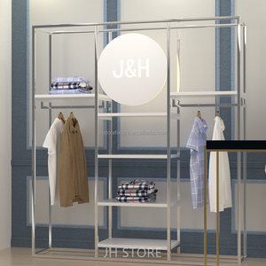 Bộ Trưng Bày Hiện Đại Cho Nam Cho Cửa Hàng Quần Áo Giá Phơi Quần Áo Màu Trắng Với Logo Tùy Chỉnh Giá Treo Quần Áo Trang Phục - Product Image 1