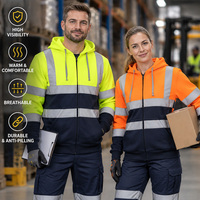 Uniforme de travail réfléchissant à haute visibilité pour l'extérieur, résistant au froid, pour travaux électriques industriels lourds, sweat-shirt de travail OEM