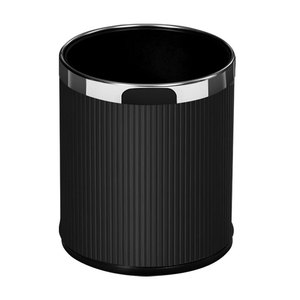 Sailu Cylindrical Trash Can <b>Black</b> Gold Rim Indoor Living Room Kitchen Office Hotel Waste Bin - Product Image 5