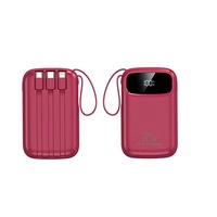 Batterie externe portable mini 20000 mAh avec impression UV personnalisée du logo, 4 câbles intégrés, certifiée 3C, cadeau promotionnel personnalisé
