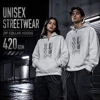 Sweat à capuche oversize en coton mélangé épais 420 GSM, style streetwear urbain, épaules tombantes, impression personnalisée, broderie 3D