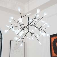 Lustre en métal et acrylique, style postmoderne, luxe nordique, pour salle à manger, salon, villa, lampe LED créative en forme de luciole