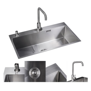 Wash Basin SUS 304 Silver Metal Kitchen Sink With Single Bowl Outdoor Wash Basin Gold Sink