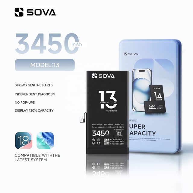 SOVA High Capacity 3450mAh Batteries for iPhone 13 Replacement Mobile Phone Battery OEM Wholesale Factory Supplier