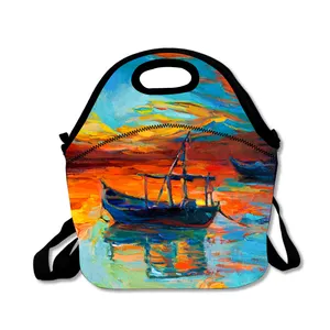 Neoprene Tái Sử Dụng Có Thể Giặt Dã Ngoại Cắm Trại Túi Với Dây Đeo Cách Nhiệt Ăn Trưa Tote Bag Box