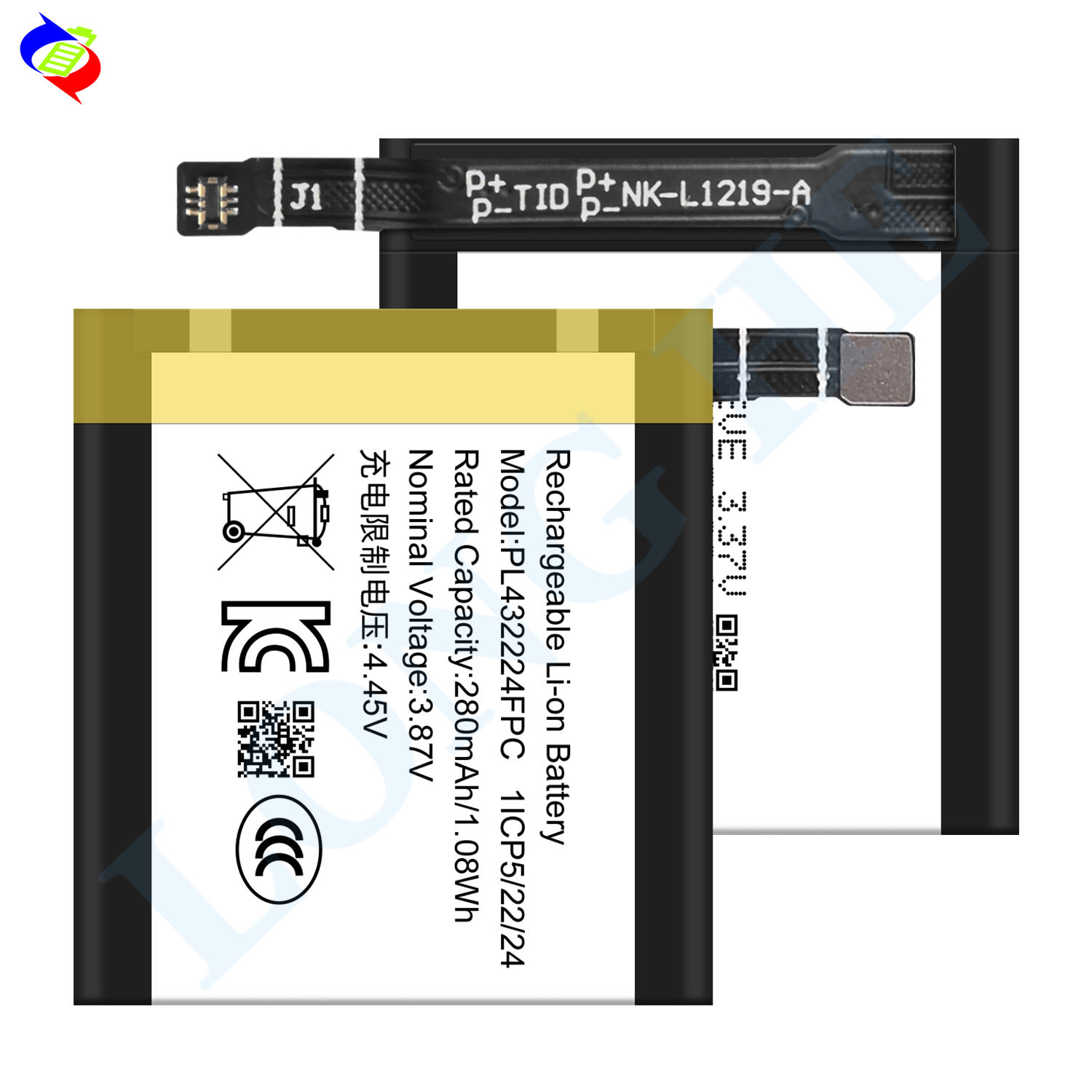 PL432224FPC 280mah Rechargeable Li-Ion Battery for Amazfit Bip
