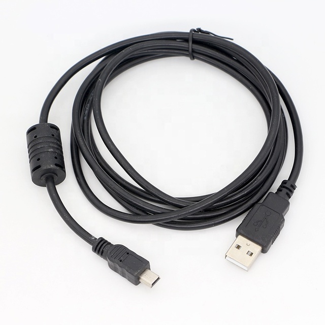 USB 2.0 Data Charger Cable with Ferrite PVC Jacket 1M 2M 3M Shield USB to Mini B 5PIN Connector for Camera Use