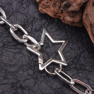 yueli Hip Hop <b>Silver</b> Hollow Star Single Layer <b>Chain</b> <b>Waist</b> <b>Chain</b> For Pants Denim Fashion Accessory Daily Wear - Product Image 4