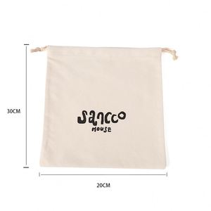 Custom <b>Small</b> (20-30cm) <b>Canvas</b> Drawstring Tote <b>Bag</b> Letter Pattern Shopping Gift Daily Travel Pouch Logo Printed MOQ 100 Pcs - Product Image 2