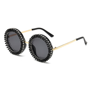 Rhinestone <b>Round</b> <b>Frame</b> <b>Sunglasses</b> UV400 Metal <b>Frame</b> Women's Party Street Style - Product Image 5