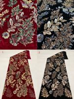 Nouvel Arrivage Tissu en Velours Noir Brodé de Dentelle et de Perles Pailletées pour Robe de Soirée Cheongsam