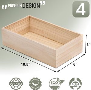 Caisses en bois brut modernes de forme rectangulaire pour l'organisation des garde-manger, des placards et des armoires - Product Image 2