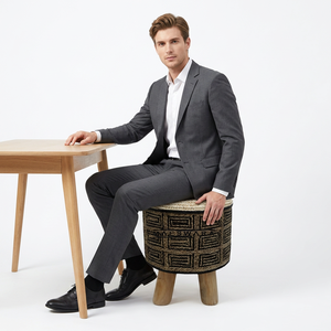 <b>STOOL</b> MOZAIK 2 Luxury Handmade Seagrass and Sisal Woven Round Storage <b>Stool</b> with Solid Wood Legs Boho Ottoman Furniture - Product Image 2