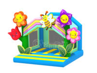 Château gonflable à motif floral en carton, très populaire, pour enfants, avec obstacles, personnalisable, pour fêtes en extérieur et jeux de jardin