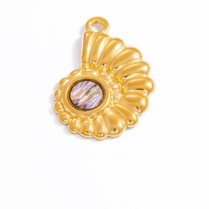 Colgantes de acero inoxidable con temática oceánica con incrustaciones de cuarzo arcoíris en formas mixtas para la fabricación de joyas - Product Image 3