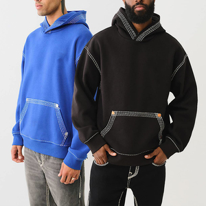 KingSen OEM <b>Men's</b> Winter 100% Cotton Breathable Embroidered Heavyweight Stonewashed Vintage Custom Oversized Hip Hop <b>Pullover</b> - Product Image 1