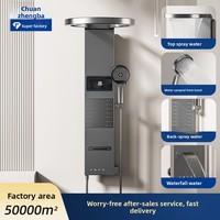 Ensemble de douche de luxe léger gris anthracite avec affichage numérique et chauffe-eau thermostatique pour usage domestique, à alimentation directe usine