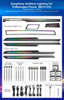 Kit d'éclairage ambiant dynamique style carbone/bois pour Volkswagen Passat B8 2015-2022, accessoires d'éclairage intérieur de voiture
