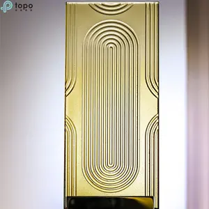 バスルーム用6mmゴールデンイエローフュージングエンボスパターンのロールアート装飾ガラス (MR-SJ-2001)